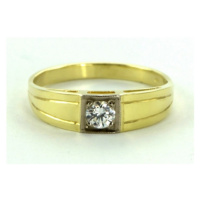 Prsten s briliantem ze žlutého a bílého zlata 0013 + DÁREK ZDARMA