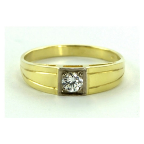 Prsten s briliantem ze žlutého a bílého zlata 0013 + DÁREK ZDARMA
