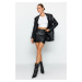 Trendyol Black Faux Leather Draped High Waist Fitted Mini Skirt