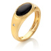 Hot Diamonds Pozlacený prsten s onyxem a diamantem Jac Jossa Hope DR257 54 mm