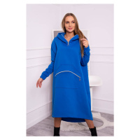 Zateplené šaty s kapucí fialově modré
