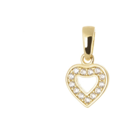 Přívěšek srdce ze žlutého zlata se zirkony ZZ1059F + dárek zdarma
