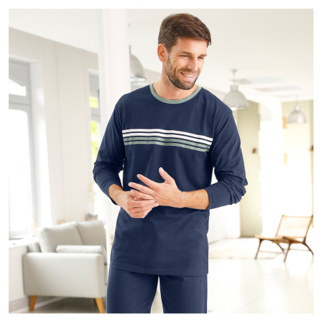 Blancheporte Pruhované pyžamové tričko s dlouhými rukávy námořnická modrá