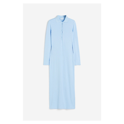 H & M - Žerzejové šaty's límcem - modrá H&M
