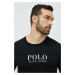 Bavlněná košile s dlouhým rukávem Polo Ralph Lauren černá barva, s potiskem
