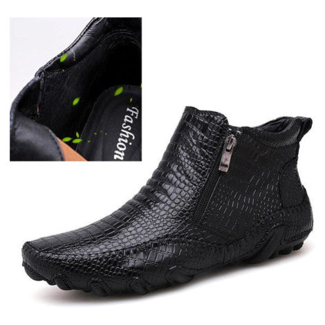 Kotníkové pánské boty se zipem vzor krokodýlí kůže MIXI FASHION