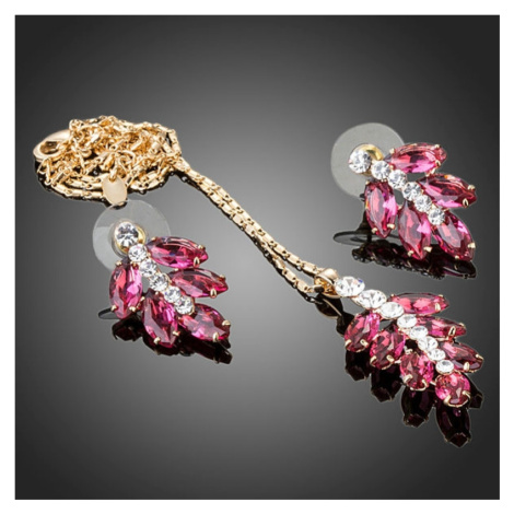 Francesca Petrucci Souprava náhrdelníku a náušnic Swarovski Elements Kairi SET0130 Růžová 40 cm 