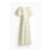 H & M - Šaty midi's nabíraným rukávem - bílá