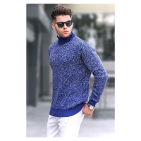 Madmext Light Navy Blue Patterned Turtleneck Knitwear Sweater 5765