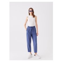 LC Waikiki Women's Linen Look Trousers with an Elastic Waist and Comfortable Fit.