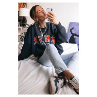 Madmext Mad Girls Navy Blue Embroidered Sweatshirt Mg813