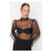 Trendyol Black Watermelon Sleeves Sheer Blouse