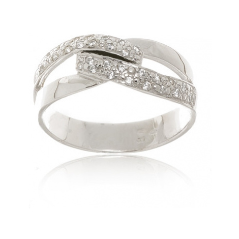 Dámský prsten z bílého zlata s čirými zirkony PR0410F + DÁREK ZDARMA Ego Fashion