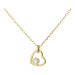Stříbrný pozlacený náhrdelník srdce se sladkovodní perlou STNAH0126F