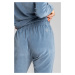 Modré velúrové teplákové kalhoty LA012