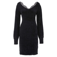 Bonprix BODYFLIRT pletené šaty s krajkou Barva: Černá, Mezinárodní
