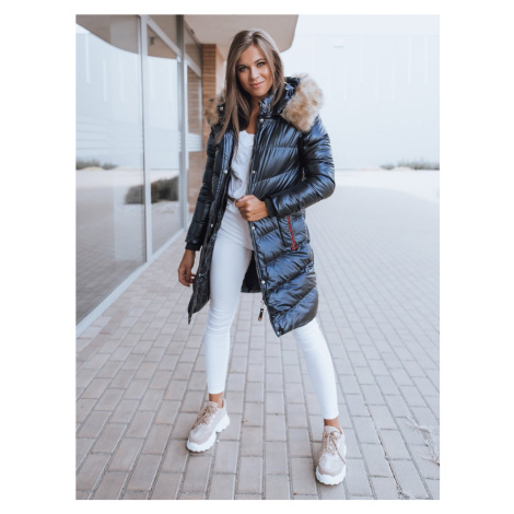 Prošívaná zimní bunda NOUSA s kapucí a kožešinou - MODRÁ M DStreet