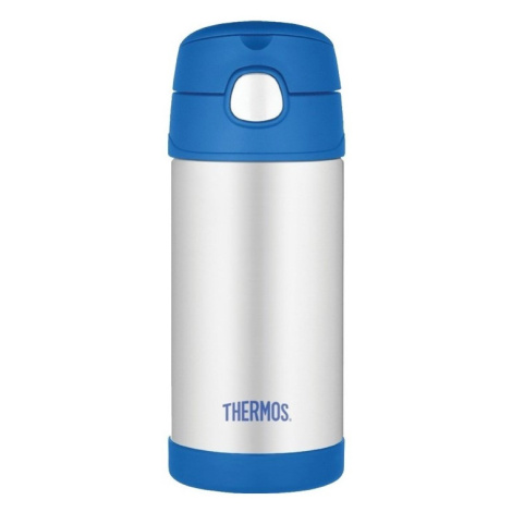 Thermos Dětská termoska s brčkem - stříbrná/modrá