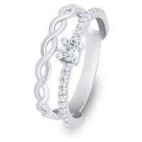 Brilio Silver Půvabný stříbrný prsten se zirkony RI090W