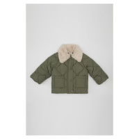 DEFACTO Baby Girl Quilted Plush Collar Coat