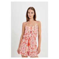 DEFACTO Tropical Patterned Strappy Short Jumpsuit