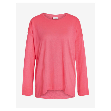 Tmavě růžové dámské basic oversize tričko s dlouhým rukávem Noisy May Mathilde