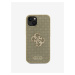 Guess PU Perforated 4G Glitter Metal Logo Zadní Kryt pro iPhone 15 Gold