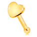 Rovný piercing do nosu ve žlutém 14K zlatě - malé lesklé srdíčko