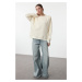 Trendyol Ecru Thick Fleece Inside Relaxed/Comfortable Cut Sleeve Detailed Knitted Sweatshirt