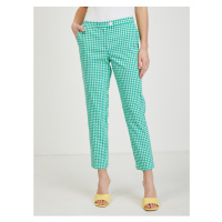 Světle zelené dámské kostkované kalhoty ORSAY