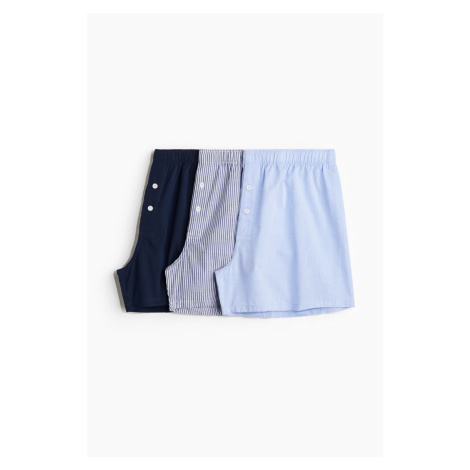 H & M - Balení: 3 boxerky z tkané bavlny - modrá H&M
