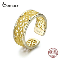Univerzální pozlacený prsten s květinami SCR460 LOAMOER