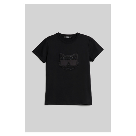 Tričko karl lagerfeld boucle choupette t-shirt černá