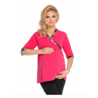 Be MaaMaa Těhotenské, kojící pyžamo 3/4 rukáv - růžová,černá
