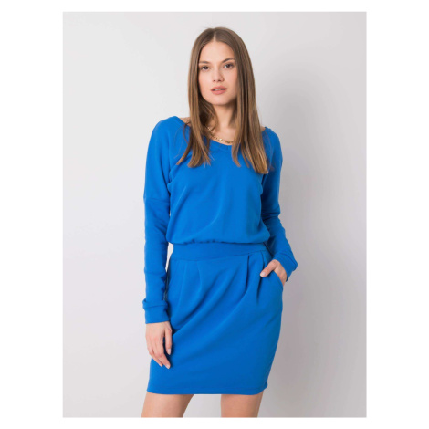 Modré dámské šaty s vázáním -blue Modrá Rue Paris