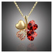Sisi Jewelry Náhrdelník Swarovski Elements Čtyřlístek - zlato tmavě červený NH1077 Červená 40 cm