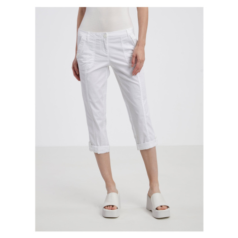 Bílé dámské tříčtvrteční kalhoty CAMAIEU Camaïeu