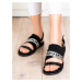Designové černé dámské sandály bez podpatku