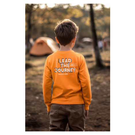 Trendyol Orange Boy Back Printed Knitted T-Shirt