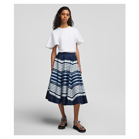 Sukně Karl Lagerfeld Printed Umbrella Stripe Skirt - Modrá
