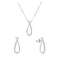 Beneto Oslnivá souprava šperků se zirkony AGSET186R (náhrdelník, náušnice)