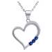 Silvego Stříbrný náhrdelník SRDCE s přívěskem srdíčka s modrými Swarovski Zirconia SILVEGO11580N