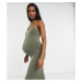 Flounce Maternity basic jersey cami dress in khaki-Green
