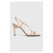 Kožené sandály Calvin Klein GEO STILETTO ASY SAN béžová barva, HW0HW01609