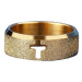 STYLE4 Třpytivý prsten s křížkem, zlatá ocel