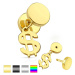 Nepravý plug do ucha z chirurgické oceli, lesklé kruhy, symbol dolaru - Barva piercing: Zlatá
