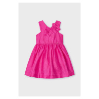 Dětské šaty s příměsí lnu Mayoral růžová barva, mini