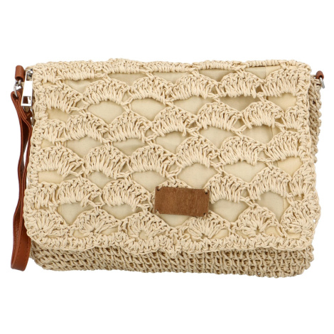 Měkká kabelka do ruky s pleteným vzorem Vivalo, béžová Firenze