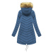Černo-světle modrá oboustranná dámská zimní bunda s kapucí (W214BIG)