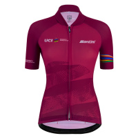 SANTINI Cyklistický dres s krátkým rukávem - UCI WORLD ECO LADY - cyklámenová/bordó